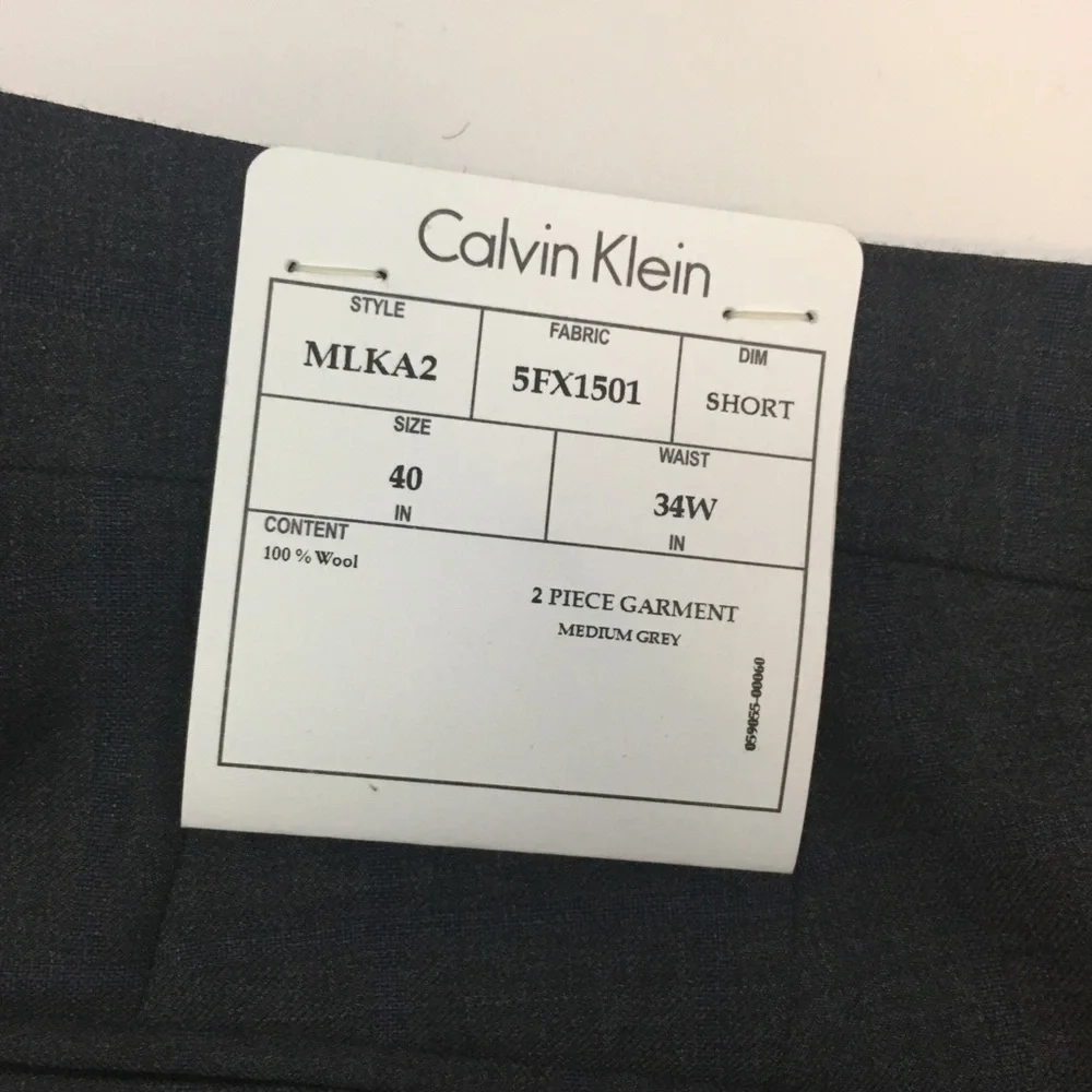 Calvin Klein 40s mens suit 2 piece gray blue windowpane 100% wool new nwt ea0012